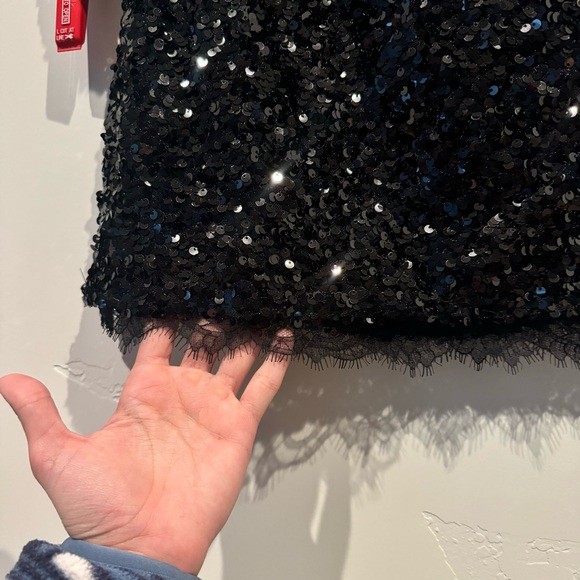 Sachin and Babi Black Cameron Sequin Mini Dress: Long Sleeve - Picture 6 of 15